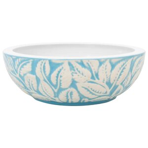 vidaXL Vasque à poser blanc et bleu rond Φ41x14 cm céramique