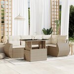 vidaXL Salon de jardin avec coussins 6 Pièces beige résine tressée