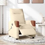 vidaXL Fauteuil inclinable de massage électrique crème tissu