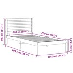 vidaXL Cadre de lit avec tête de lit Brun cire 75 x 190 cm Pin massif