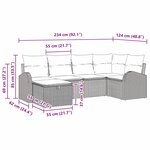vidaXL Ensemble de canapé de jardin 6 pièces avec coussins gris en poly rattan