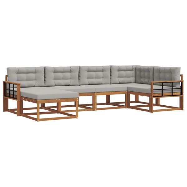 vidaXL Ensemble de canapés d'extérieur 6 Pièces Naturel et gris clair