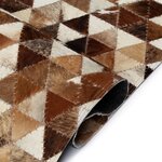 vidaXL Tapis Cuir véritable Patchwork 80 x 150cm Triangle Marron/Blanc