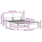 vidaXL Cadre de lit Marron et noir 160 x 200 cm Bois massif en pin