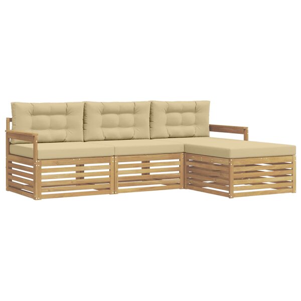 vidaXL Ensemble de canapés d'extérieur 4 pc Blanc et Beige Polyester
