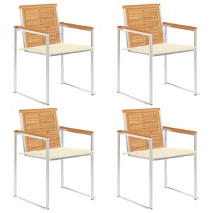 vidaXL Chaises de jardin lot de 4 avec coussins Bois de teck massif