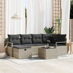 vidaXL Ensemble de canapé de jardin 7 pièces avec coussins en poly rotin gris clair