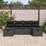vidaXL Ensemble de canapé de jardin avec coussin 6 Pièces Noir polyrotin