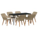 vidaXL Ensemble de salle à manger pour jardin 7 Pièces Beige polyrotin