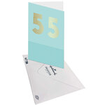Carte D'anniversaire 55 Ans En Or - Bleu Turquoise - A Message - Pour Homme Et Femme - 11 5 X 17 Cm - Draeger paris