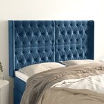vidaXL Tête de lit avec oreilles Bleu foncé 163x16x118/128 cm Velours