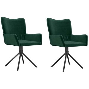 vidaXL Chaises pivotantes à manger lot de 2 Vert foncé Velours