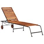 Vidaxl chaise longue avec pieds en acier bois massif d'acacia
