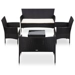 vidaXL Salon de jardin 5 Pièces avec coussins résine tressée noir