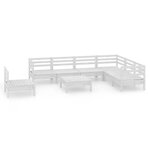 vidaXL Salon de jardin 8 Pièces Bois de pin massif Blanc