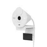 Webcam Logitech Brio 300 Full HD avec confidentialite  micro a reduction de bruit  USB-C - Blanc