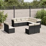 vidaXL Salon de jardin 11 Pièces avec coussins noir résine tressée
