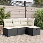 vidaXL Tabouret de jardin avec coussin noir 55x55x37 cm résine tressée