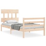vidaXL Cadre de lit avec tête de lit 90x200 cm bois massif