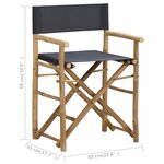 vidaXL Chaises pliables de directeur lot de 2 Gris foncé Bambou tissu