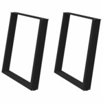 vidaXL Pieds de table à manger en U 2 pièces Noir 70 x (72-73) cm Acier