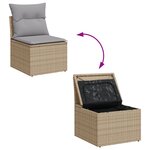Ensemble de Canapé de Jardin 12 Pièces avec Coussins Rotin Poly Beige Acacia