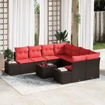 vidaXL Ensemble de canapé de jardin 9 Pièces Marron polyrotin