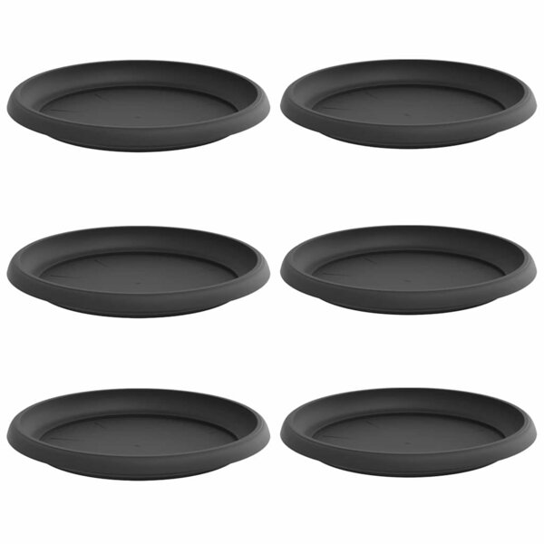 vidaXL Plateau à fleurs rond 6 pc Noir Ø 21 5 x 2 5 cm Plastique