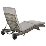 Bain de soleil transat grand confort - dossier inclinable 5 positions roulettes - matelas déhoussable inclus - résine tressée grise