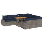 vidaXL Salon de jardin 11 Pièces avec coussins gris résine tressée