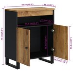 vidaXL Buffet avec 2 portes 60x33x75 cm bois massif de manguier