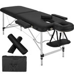 Tectake table de massage 2 zones avec rouleaux de massage - noir