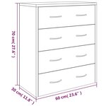 vidaXL Buffet avec 4 tiroirs 60x30 5x71 cm Gris béton