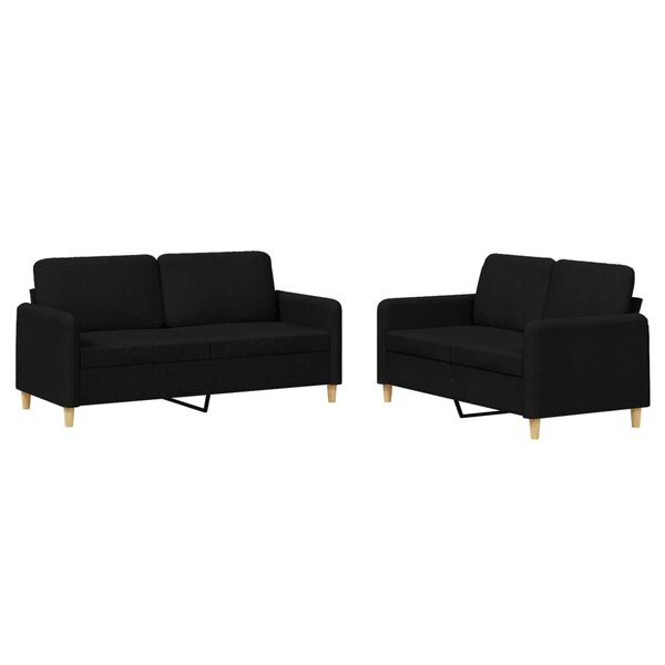 vidaXL Ensemble de canapés 2 Pièces avec coussins Noir Tissu