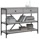 vidaXL Table console avec tiroirs et étagères gris bois d'ingénierie