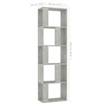 vidaXL Bibliothèque/Séparateur de pièce Gris béton Bois d’ingénierie