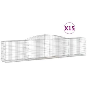 vidaXL Paniers à gabions arqués 15 Pièces 400x50x80/100 cm Fer galvanisé