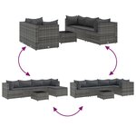 vidaXL Salon de jardin 6 Pièces avec coussins Gris Résine tressée
