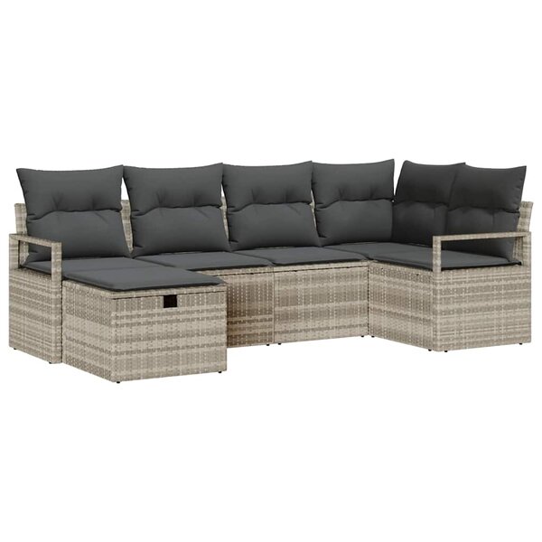 vidaXL Ensemble de canapé de jardin 6 Pièces Gris clair Poly rotin