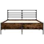 vidaXL Cadre de lit chêne fumé 140x200 cm bois d'ingénierie et métal