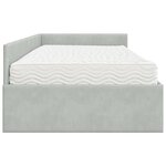 vidaXL Cadre de lit d'angle avec matelas 2 Pièces Gris clair Velours