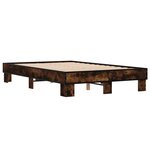 vidaXL Cadre de lit chêne fumé 120x190 cm bois d'ingénierie et métal