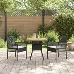 vidaXL Ensemble de Salle à Manger de Jardin 3 Pièces avec Coussins Noir Poly Rattan