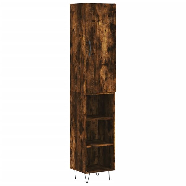 vidaXL Buffet haut Chêne fumé 34 5x34x180 cm Bois d'ingénierie