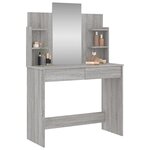 vidaXL Coiffeuse avec miroir sonoma gris 96x39x142 cm