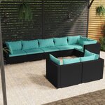 vidaXL Salon de jardin 8 Pièces avec coussins noir résine tressée