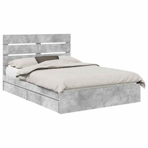 vidaXL Lit de Rangement Gris béton 140 x 190 cm Bois d'ingénierie