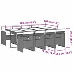 vidaXL Ensemble à manger de jardin et coussins 9 Pièces gris clair rotin