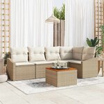 vidaXL Ensemble de canapé de jardin 6 Pièces Beige Poly rotin