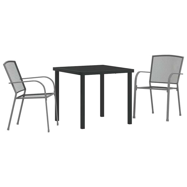vidaXL Ensemble de salle à manger pour jardin 3 Pièces Anthracite Acier